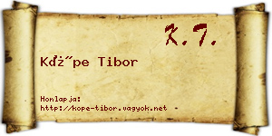 Köpe Tibor névjegykártya